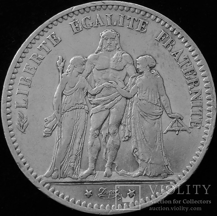 5 франків 1876 року, ІІІ Французька республіка, Геракл і музи, срібло, фото №3
