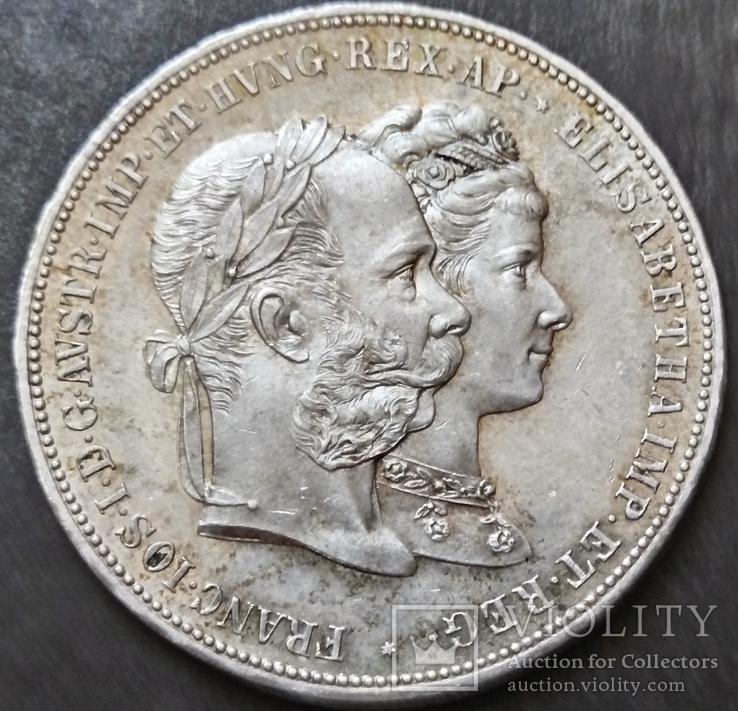 2 Гульдена 1879 г Австро-Венгрия. "Годовщина серебряной свадьбы" UNC