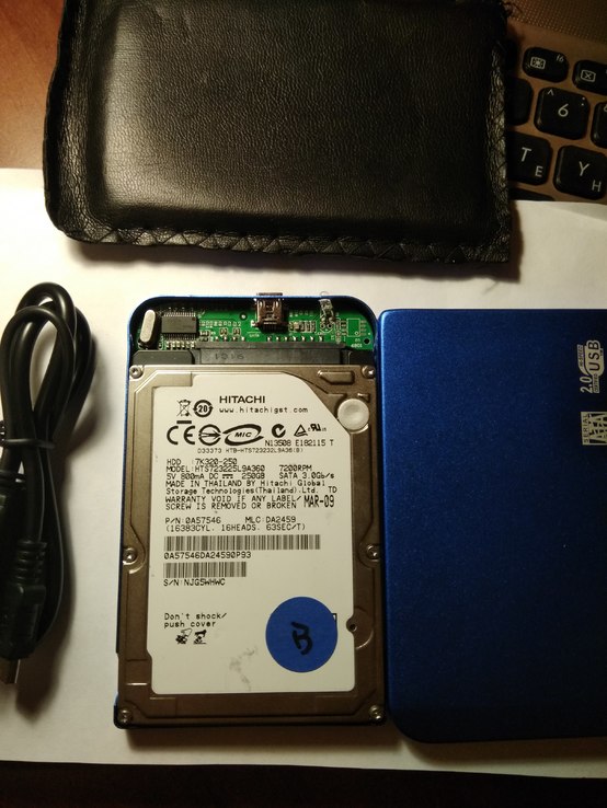 HDD Sata 2.5 Hitachi 250gb + карман, numer zdjęcia 5