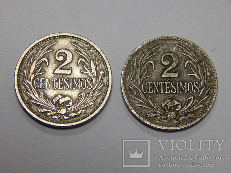 2 монеты по 2 центесимос, Уругвай