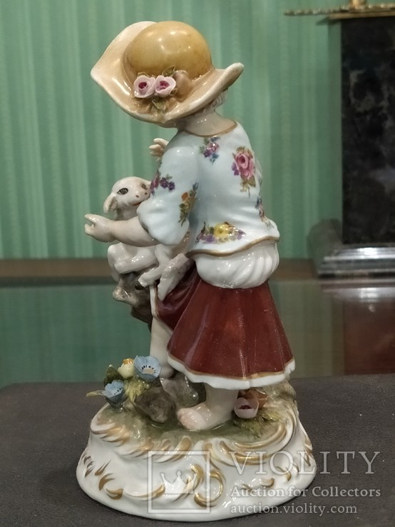 Девочка с ягненком коллекционная статуэтка фарфор клеймо, фото №7