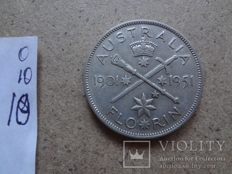 Флорин  1951  Австралия серебро  (О.10.10)~, фото №4