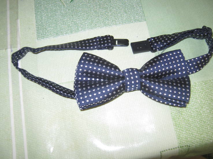 Бабочка галстук синя з білими ромбіками, фото №3