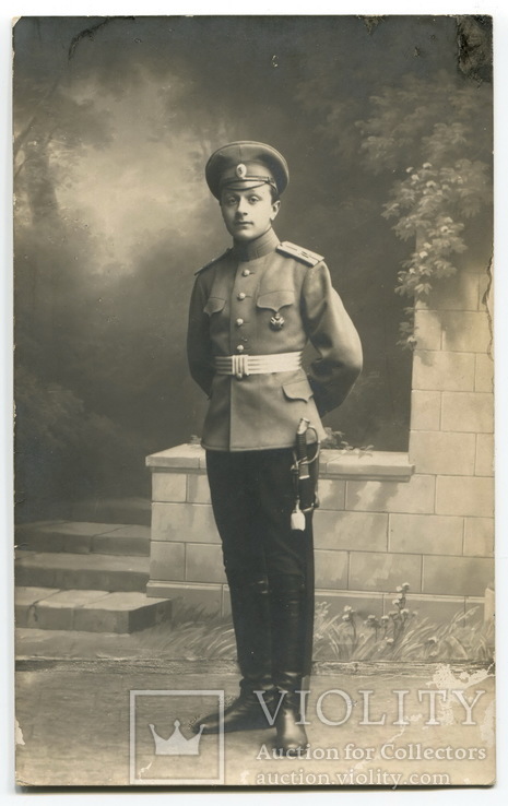 Прапорщик 74-го пех. Ставропольского полка с полковым(?) знаком. 1915 г.