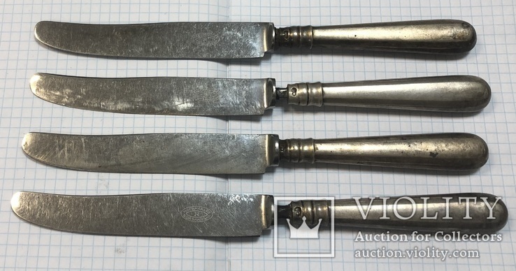 Серебряные ножи 800 пробы - 4 шт., фото №2