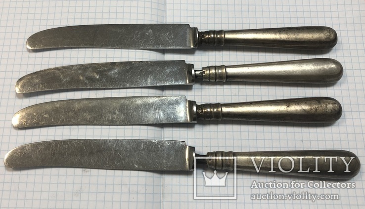 Серебряные ножи 800 пробы - 4 шт., фото №3