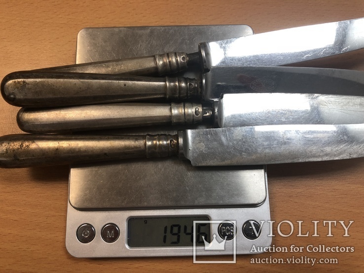 Серебряные ножи 800 пробы - 4 шт., фото №7
