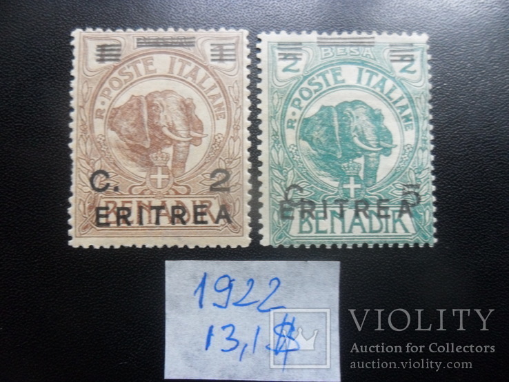 Фауна. Колонии Италии. Эритрея. 1922 г. Слоники.   MLH