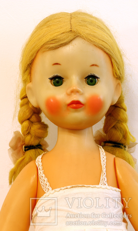 Большая паричковая кукла времен СССР с клеймом, 68 см