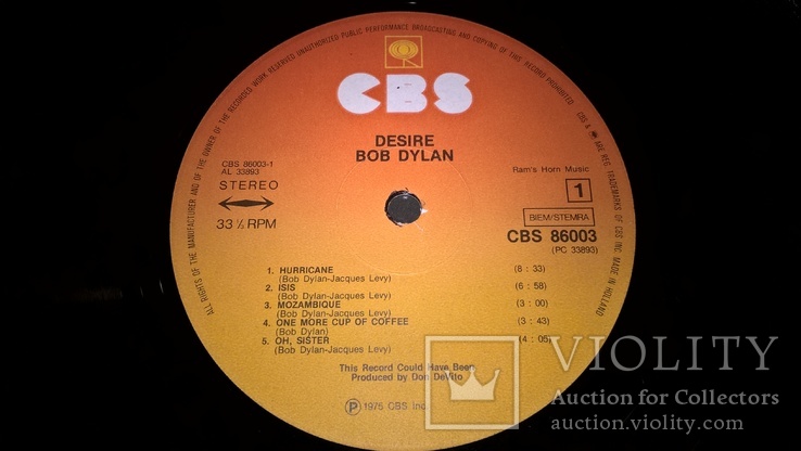 Bob Dylan (Desire) 1976. (LP). 12. Vinyl. Пластинка. Holland. Оригинал., фото №4