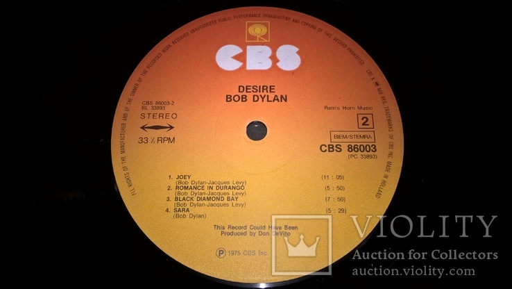 Bob Dylan (Desire) 1976. (LP). 12. Vinyl. Пластинка. Holland. Оригинал., фото №5