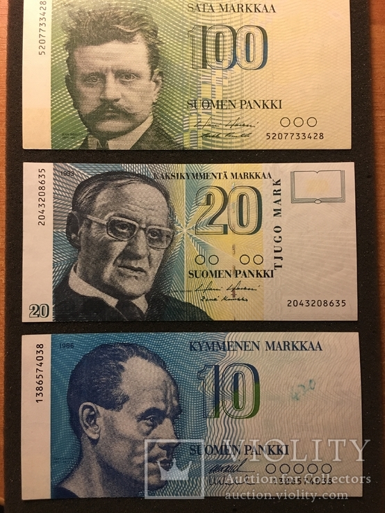 Финляндия 100 , 20, 10 марок, фото №2