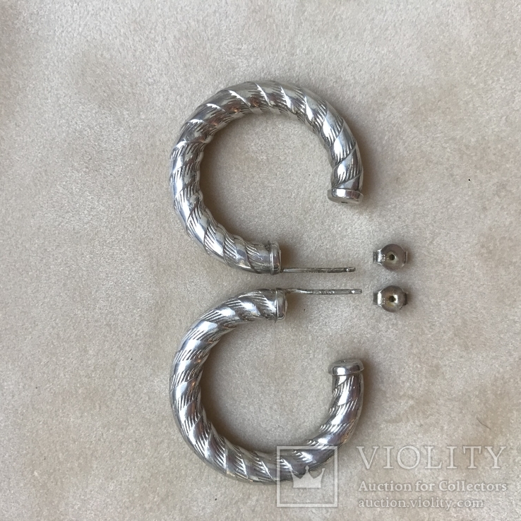 Серебряные серьги-кольца, фото №8