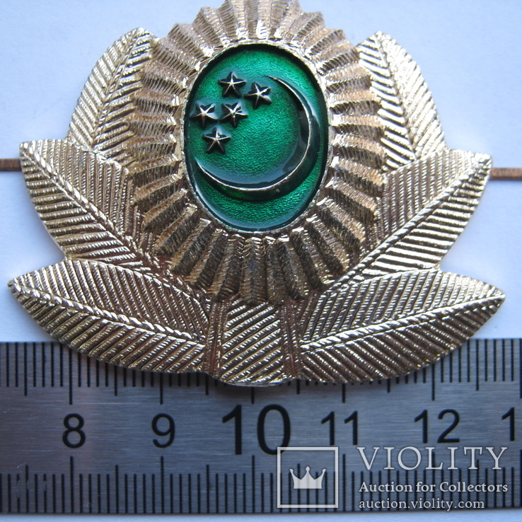 Turkmenistan cap badge Turkmenia capbadge малый мосШтамповский венок MützenAbzeichen, фото №3