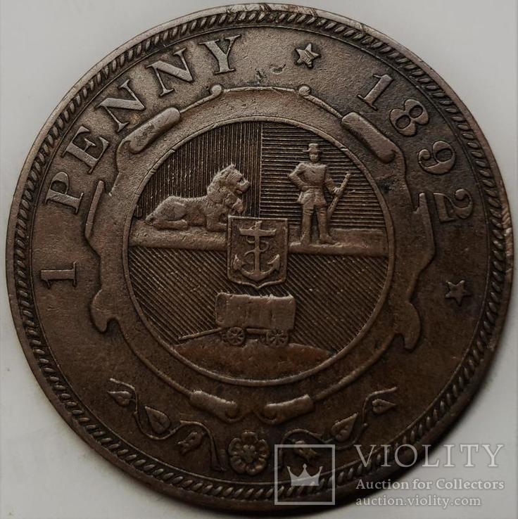Южно-Африканская Республика 1 пенни 1892 год тираж 83 000, фото №2