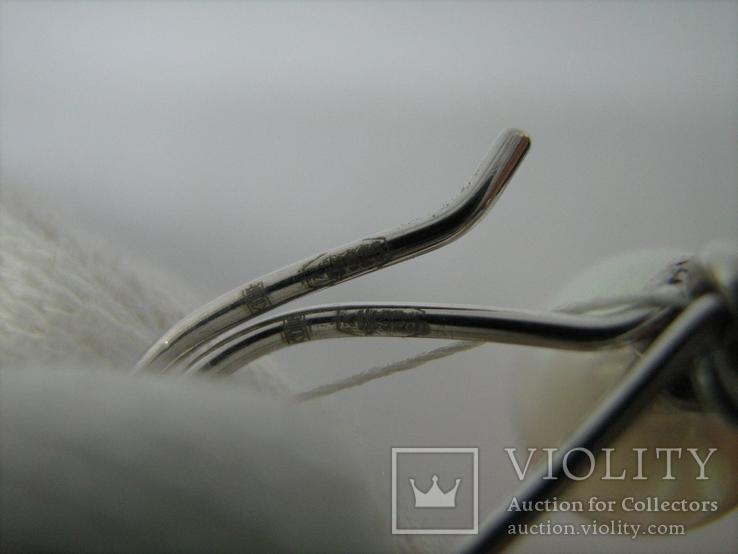 Новые Серебряные Серьги Сережки Белый Жемчуг Каплевидный Груша 925 проба v003, фото №10