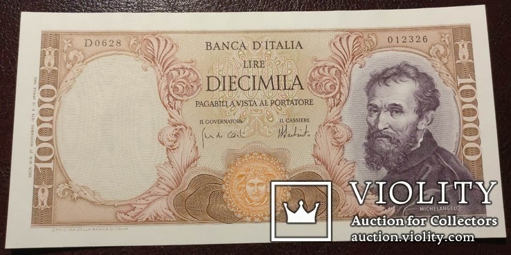 Италия 10000 лир 1973 unc, фото №2