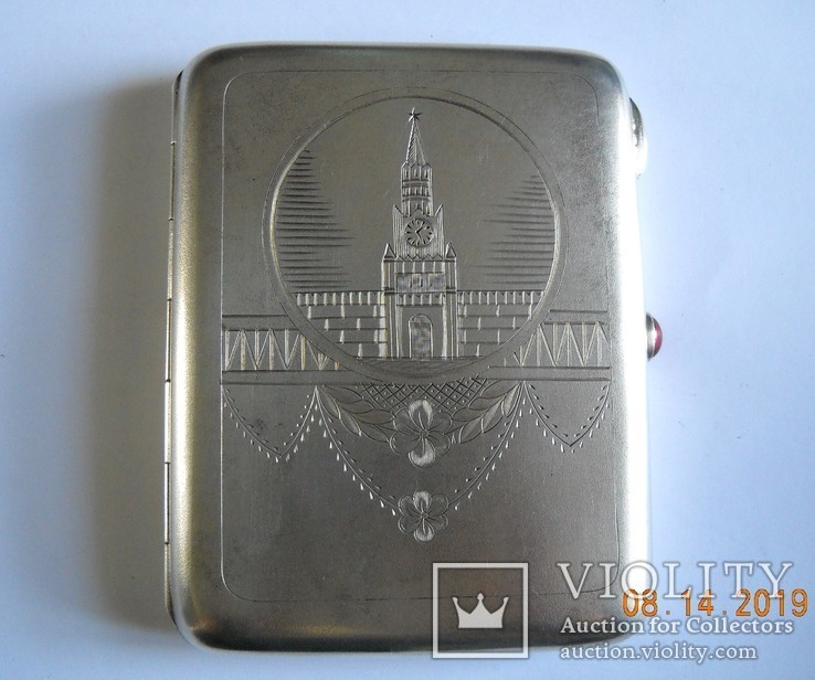 Портсигар с видом  Спасской башни Московского Кремля, фото №2