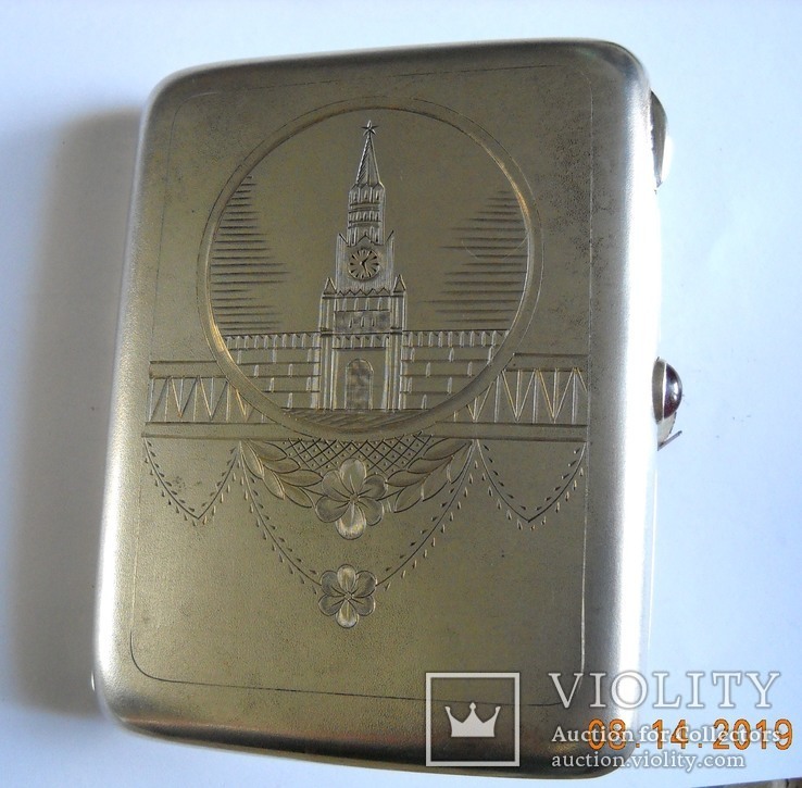Портсигар с видом  Спасской башни Московского Кремля, фото №3
