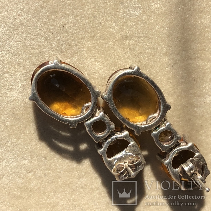 Серебряные серьги с цитринами, фото №12