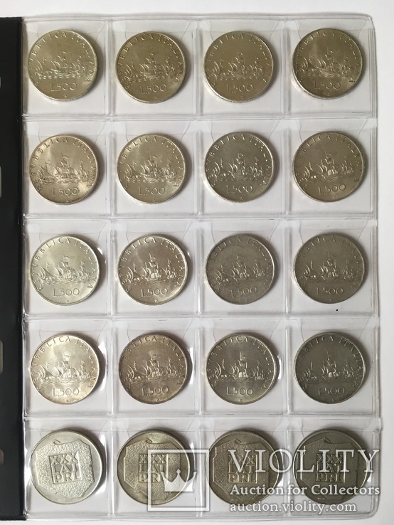 Італія 500 лір + Польща 200 злотих Срібло (20 монет), фото №3