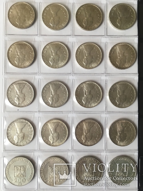 Італія 500 лір + Польща 200 злотих Срібло (20 монет), фото №5