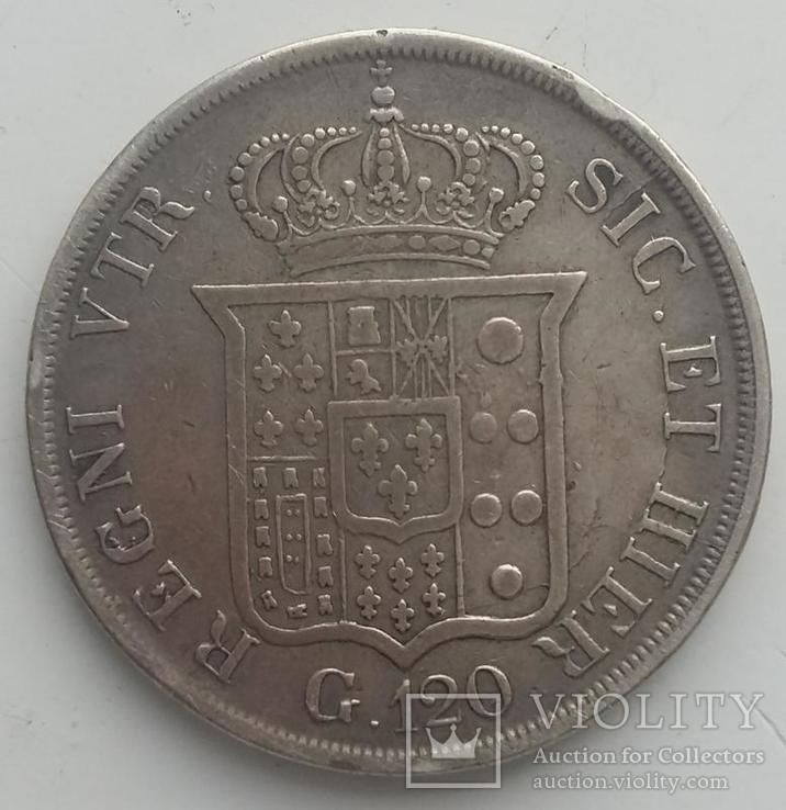 Неаполь и Сицилия 120 гран 1835 год серебро., фото №2