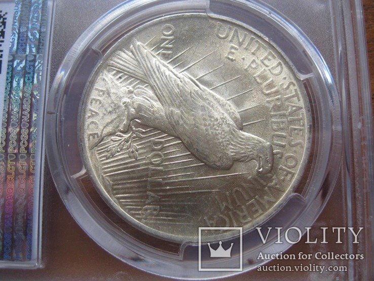 Серебряный Мирный доллар 1923 г. в слабе, фото №8