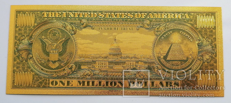 Золотая банкнота 1 миллион долларов, фото №3