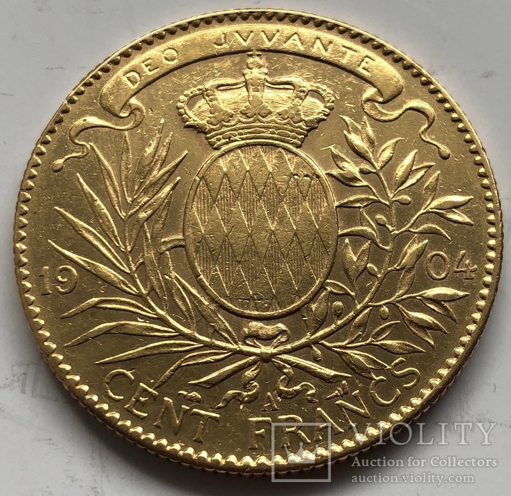 100 франков 1904 год Монако золото 32,22 грамма 900’, фото №5