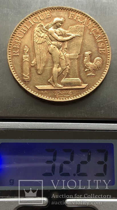 100 франков 1908 год Франция золото 32,23 грамма 900’, фото №6