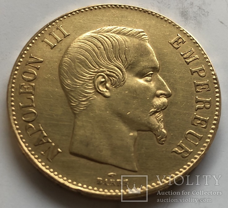 100 франков 1858 год Франция золото 32,23 грамма 900’, фото №2