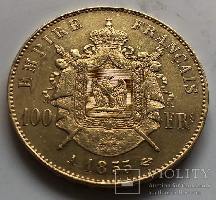 100 франков 1855 год Франция золото 32,23 грамма 900’, фото №3