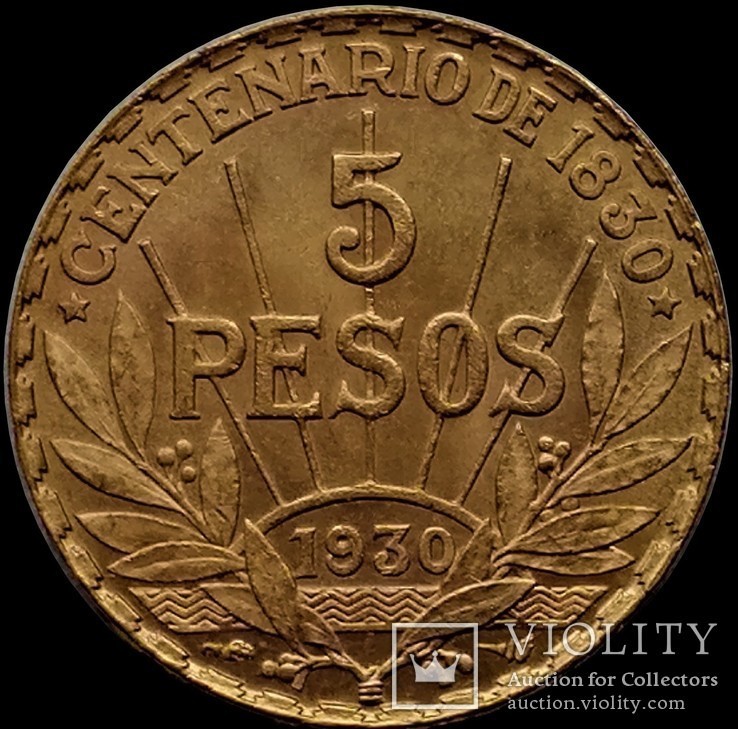 5 песо 1930 року, Уругвай, фото №3