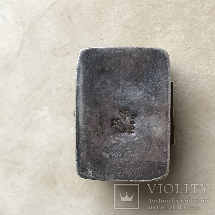 Серебряная шкатулка таблетница с камнем, фото №10