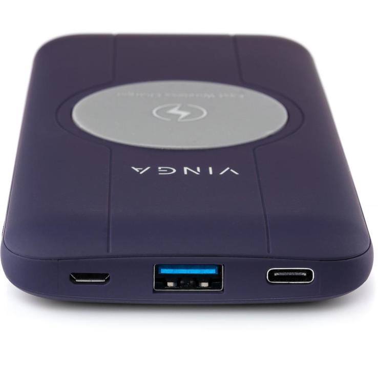 Батарея универсальная Vinga 10000 mAh Wireless QC3.0 PD soft touch purple (BTPB3510WLROP), фото №5