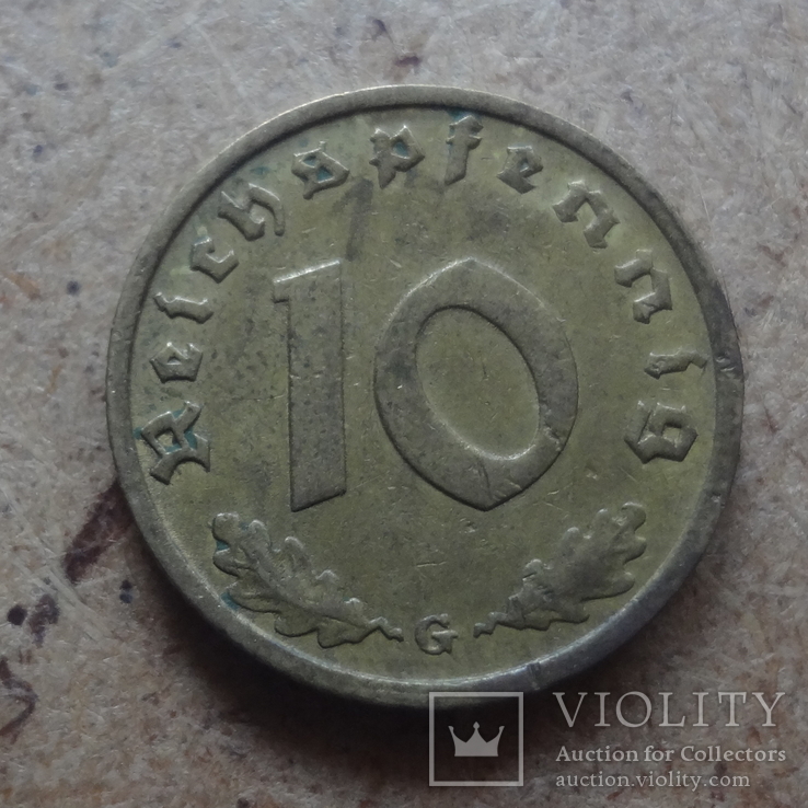 10 пфеннигов  1939 G Германия   (J.8.9)~, фото №2