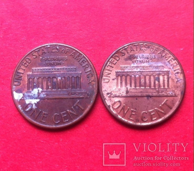 Монета США 1 цент с знаком монетного двора и без, фото №7