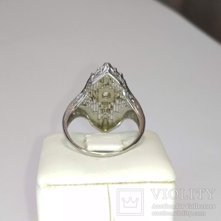 Золотое кольцо периода art deco с бриллиантами, фото №5