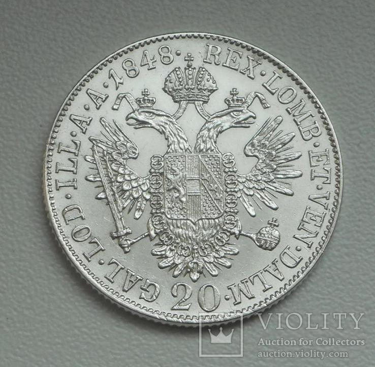 20 крейцеров 1848 г. Австрия, монетный двор А, фото №4