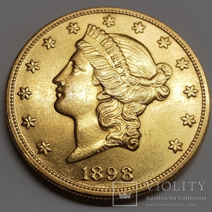 20 долларов США 1898г. золото 33,4 грамма 900`