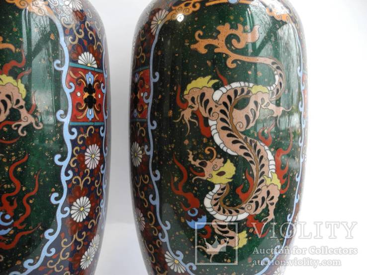 Старинные Японские парные вазы Клуазоне, фото №10