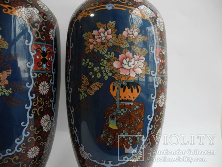 Старинные Японские парные вазы Клуазоне, фото №13