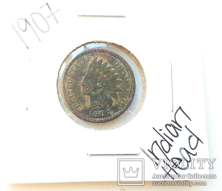 2 одноцентовых монеты 1903 и 1907 Indian Head, фото №2