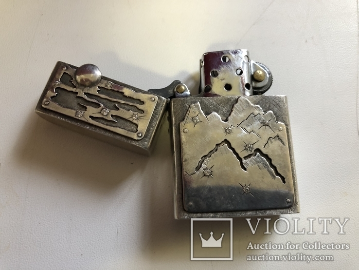 Зажигалка zippo в сріблі, фото №2