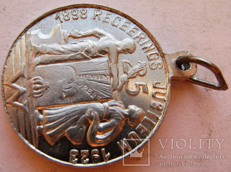 Нидерланды, медаль 1923 г. "25 летний юбилей правления Вильгельмины", фото №5