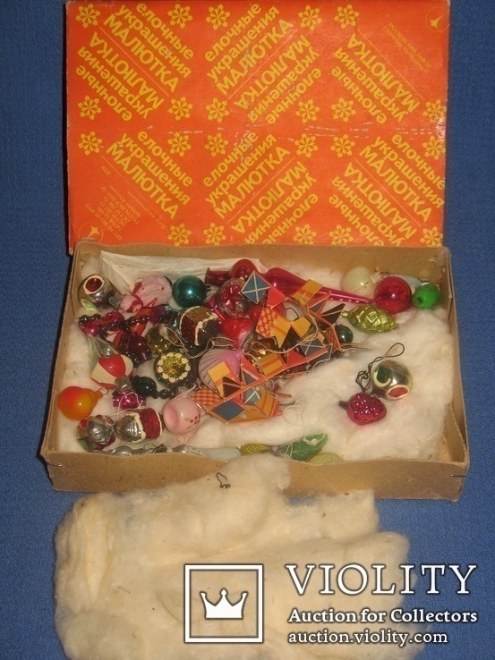 Набор елочных украшений из СССР "Малютка" - 41 предмет в родной коробке, фото №2