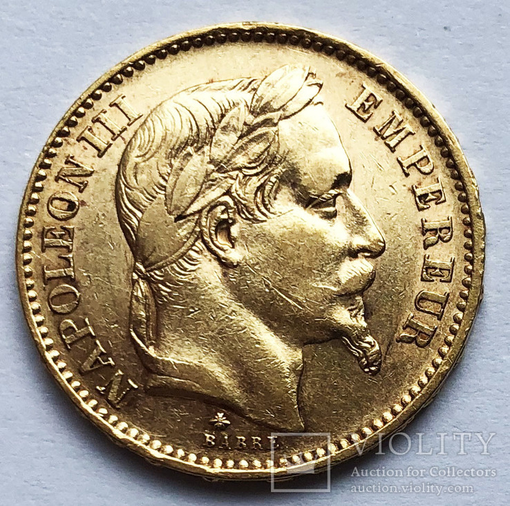 20 франков 1867 года. AU, фото №3