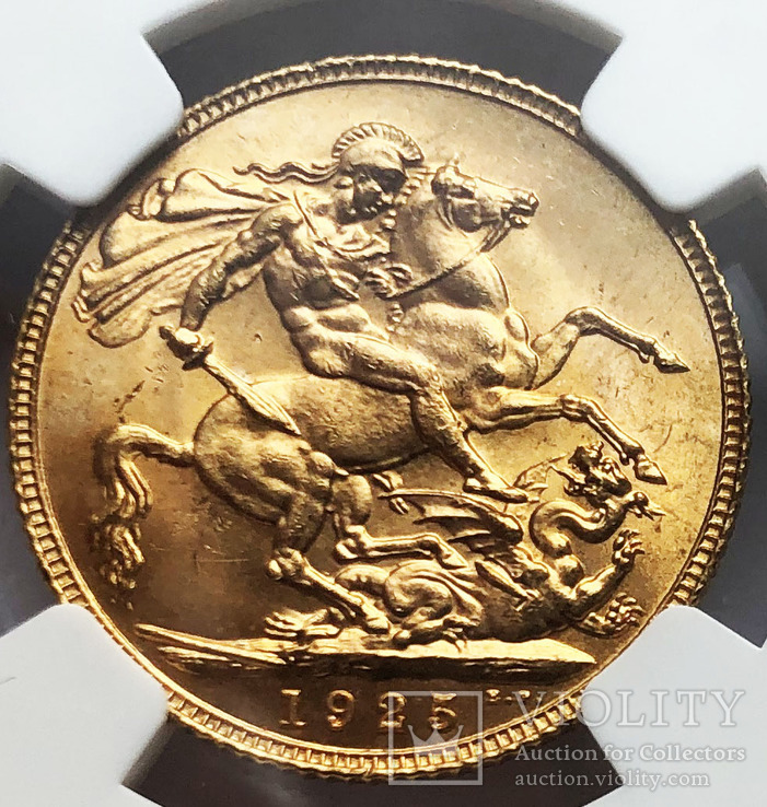 Соверен 1925 года. Слаб NGC MS65