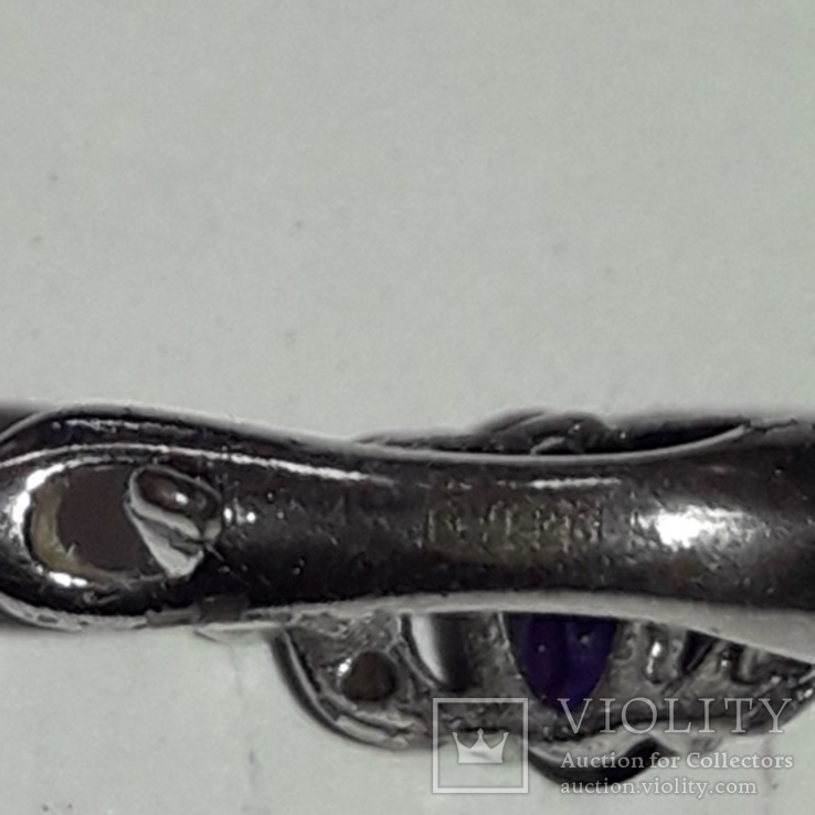 Серьги и подвес на цепочке с аметистом, серебро 925, фото №7